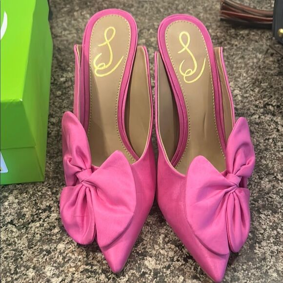 Sam Edelman Fuchsia Bow Slingback Heels - Picture 1 of 13
